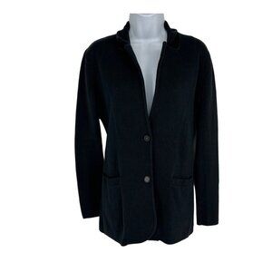 J. Crew G9309 Black Long Sleeve 2 Button Sweater Blazer Size XS